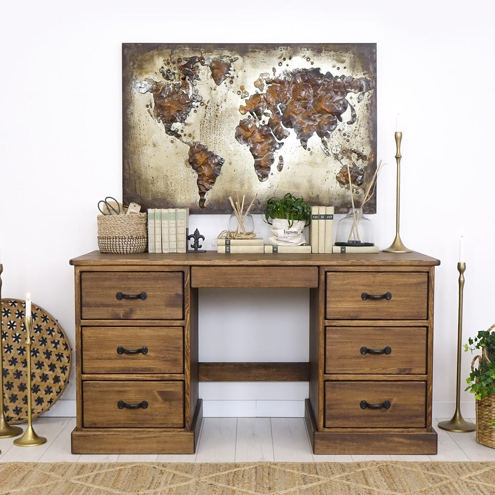 SCHREIBTISCH aus Massivholz Rustyk 1 - Dunkelbraun/Schwarz, Holz (152/60/80cm) - Seart