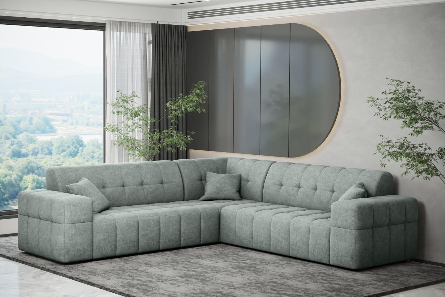 ECKSOFA Corner NIMES Stoff Perfect Harmony Mintz - Mintgrün, Holz (246/246cm) - Kaiser Möbel