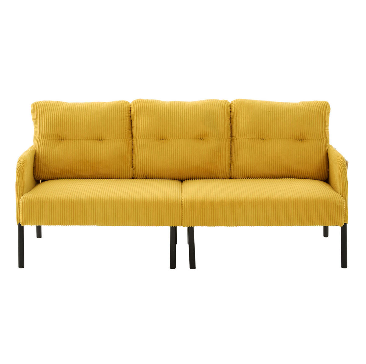 SOFA 3-Sitzer mit Seitentasche 171x72x80 cm Cord Gelb - Gelb, Kunststoff (171/80/72cm) - Meubliv