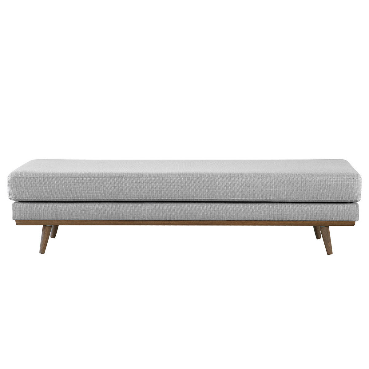 HOCKERBANK - Eichefarben/Hellgrau, Eichenholz/Textil (180/43/81cm) - home24