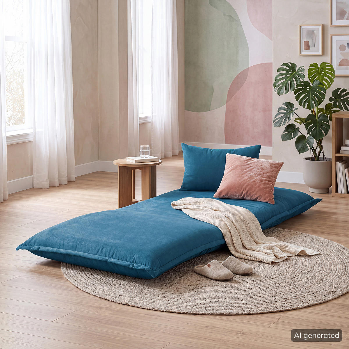 SCHLAFSESSEL - Blau/Schwarz, Textil/Metall (100/64/73cm) - home24