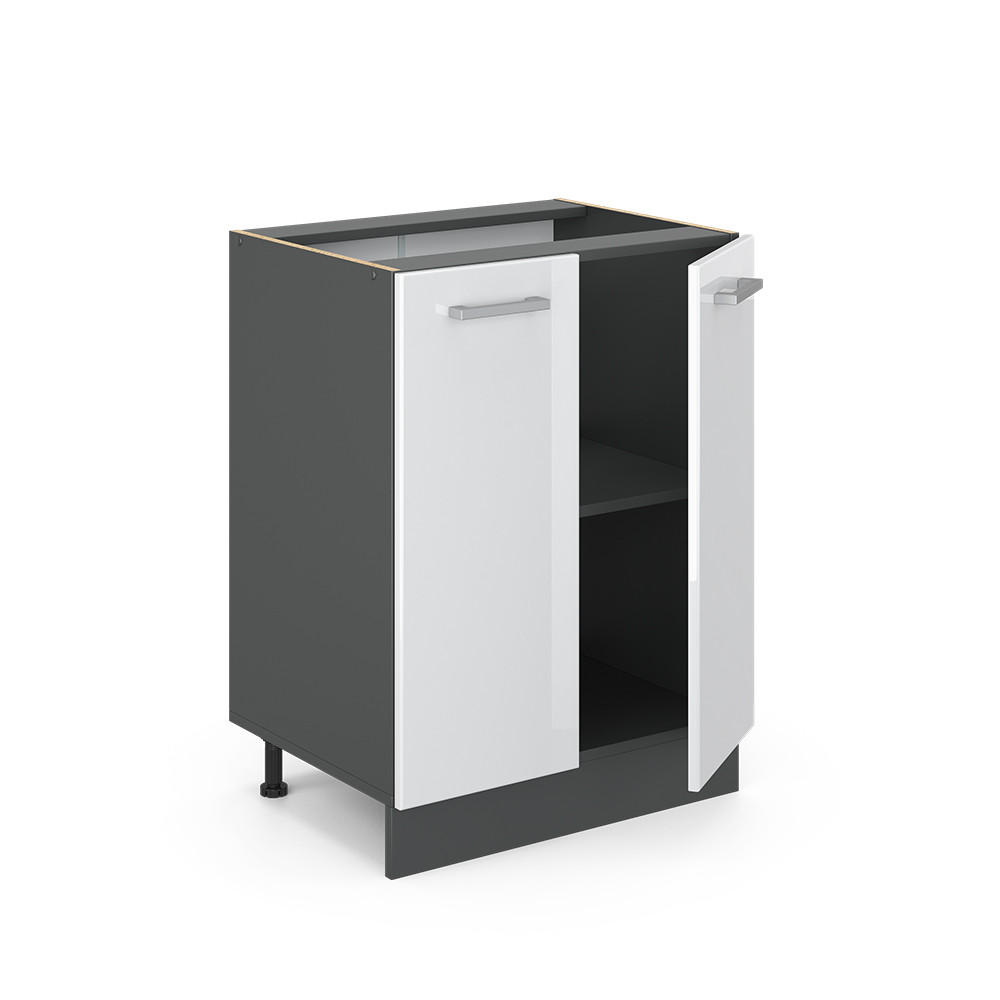 KÜCHENUNTERSCHRANK R-Line Weiß Hochglanz 60 cm ohne AP - Weiß Hochglanz/Anthrazit, Holzwerkstoff (60/81.6/46cm) - Vicco