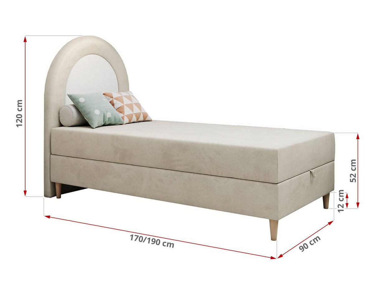 BOXBETT NEST 90/180 Beige Velvet hydrophob - H3 - Beige, Holz/Textil (90/180cm) - MKS