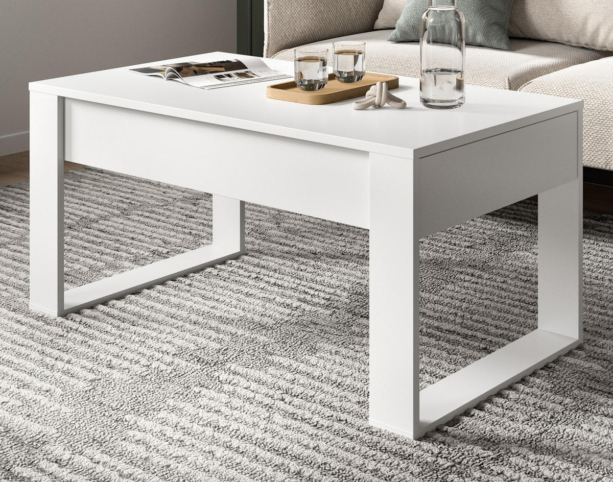 COUCHTISCH weiß, Beistelltisch mit 2x Schubkasten, 110 x 60 cm Jonte - Weiß, Holzwerkstoff (110/60/53cm) - Inn.Furn