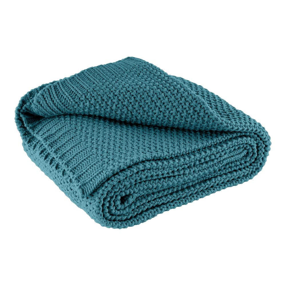 STRICKDECKE türkis 140/190 cm - Türkis, Textil (140/190cm) - wometo
