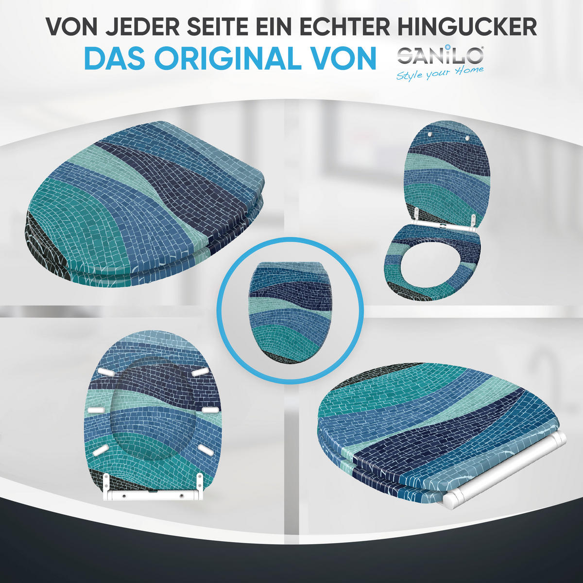 WC-SITZ mit Absenkautomatik & Top Fix Marin - Blau, Holzwerkstoff (37.7/5.5/48cm) - Sanilo