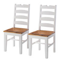 ESSZIMMERSTUHL - Mango massiv, 2er-Set - Braun/Weiß, Holz (48/102/54cm) - home24