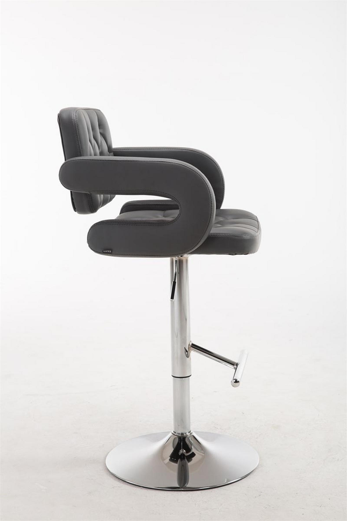 BARHOCKER Dubai, Gestell Metall in Chromoptik, Kunstleder Grau - Chromfarben/Grau, Kunststoff/Textil (52/100/55cm) - TPFLiving