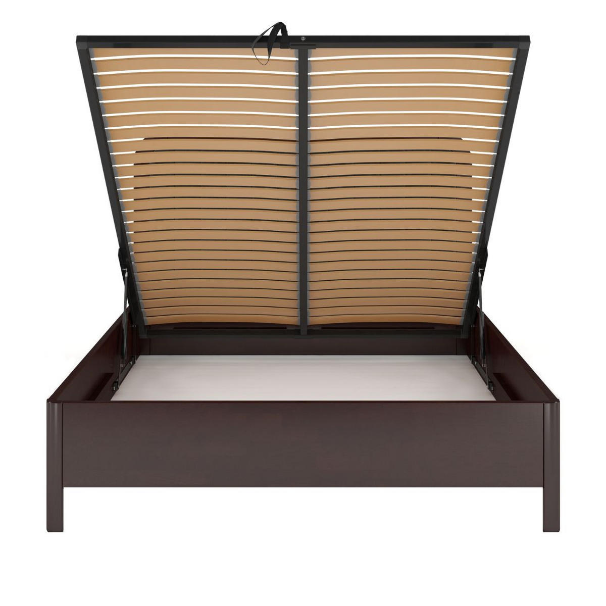MASSIVHOLZBETT Modena mit Lattenrost und Bettkasten, Buche - lackiert, Palisanderfarbe/Schwarz, 140x200 - Wengefarben/Schwarz, Holz/Buchenholz (140/200cm) - Visby