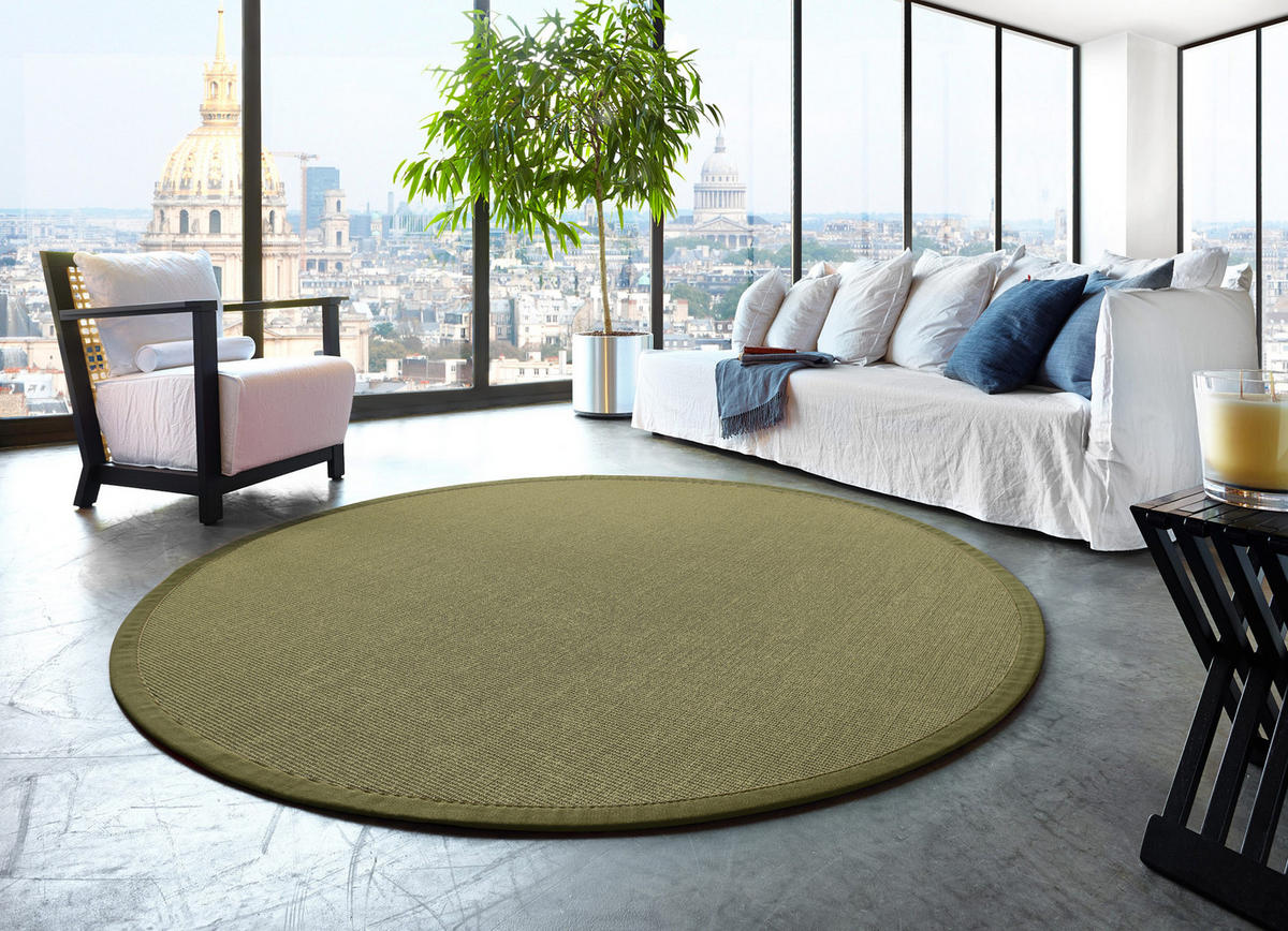 TEPPICH Sisal Manaus heu/kiwi Rund 300cm - Grün, Textil (300/300cm) - Astra