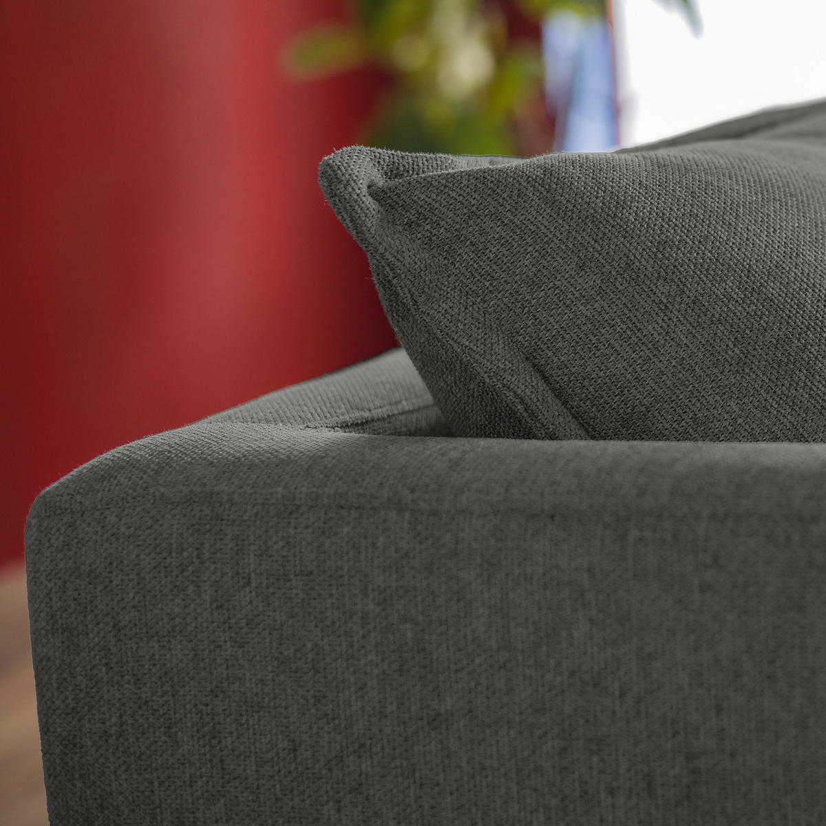 3-SITZER SOFA - Webstoff / Metall - Dunkelgrau, Textil/Metall (216/101/82cm) - home24