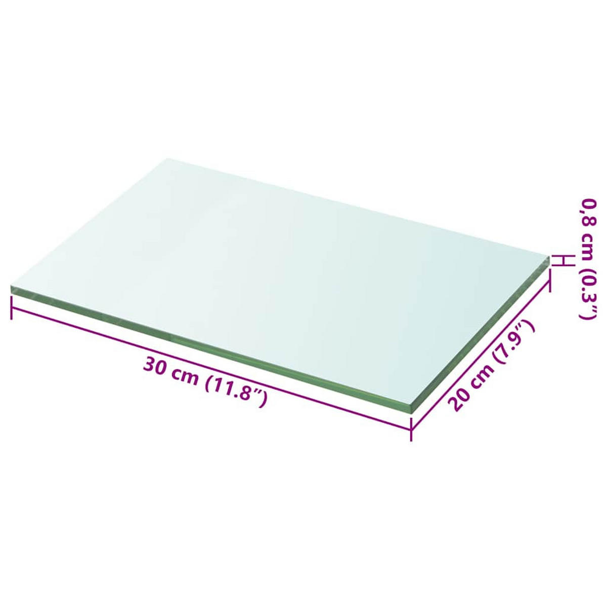 WANDBOARD 20/30/0,8 cm aus Glas Transparent - Transparent, Glas (30/0.8/20cm) - vidaXL