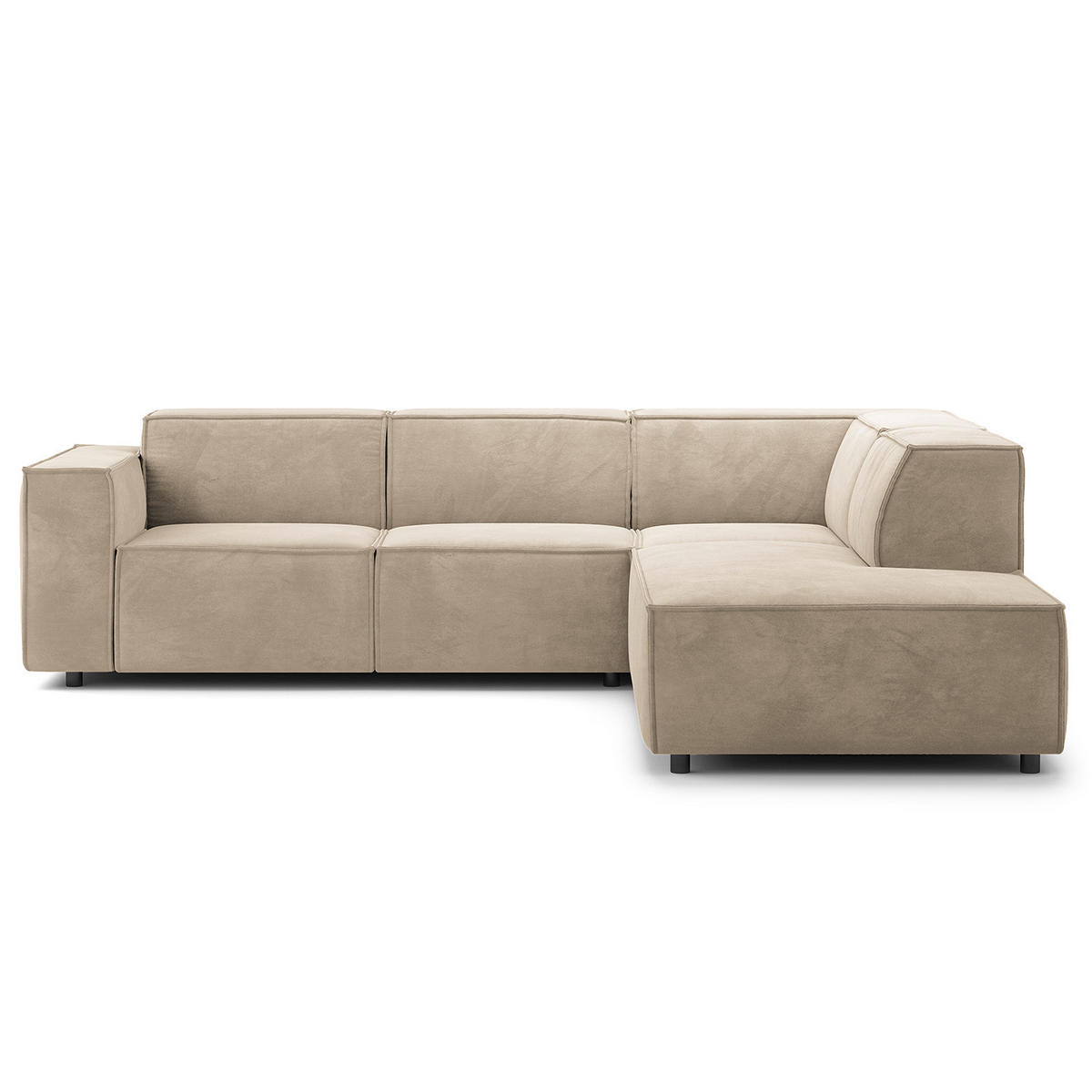 ECKSOFA mit Ottomane - Beige/Schwarz, Kunststoff/Textil (260/234cm) - home24