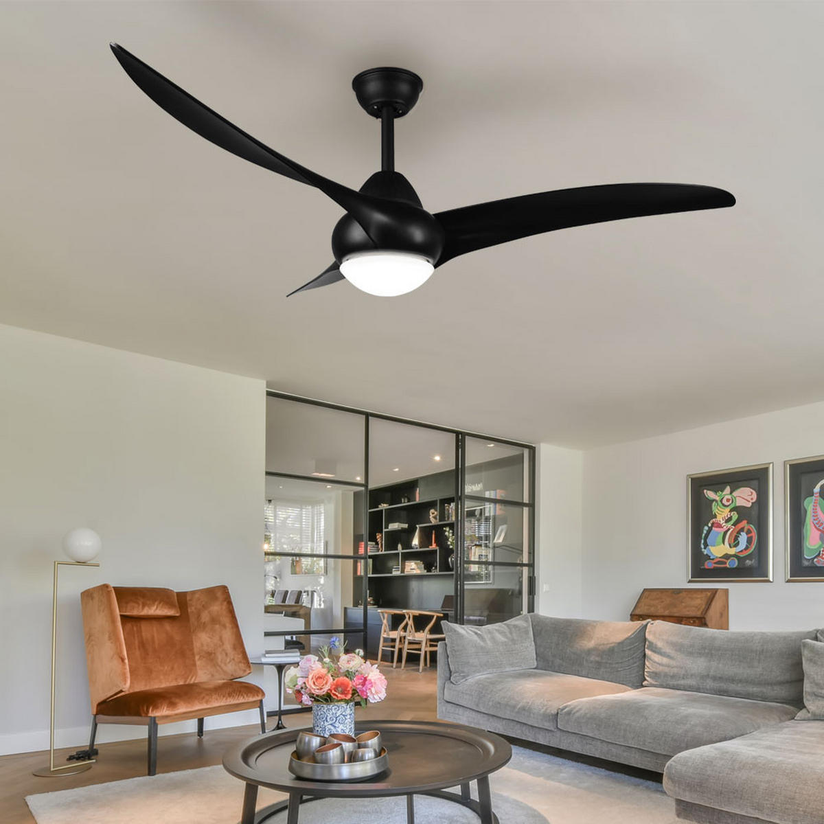 LED DECKENLEUCHTE ALESUND Kunststoff Schwarz - Schwarz, Kunststoff (115/115/47cm)