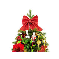 WEIHNACHTSBAUM künstlicher 60 cm mit LED-Beleuchtung, ROTERNUSSKNACKER II, mit 33 Weihnachtsbaumschmuck, Pflanztopf mit Jutesack - Rot/Goldfarben, Kunststoff/Stein (40/60cm) - LAALU