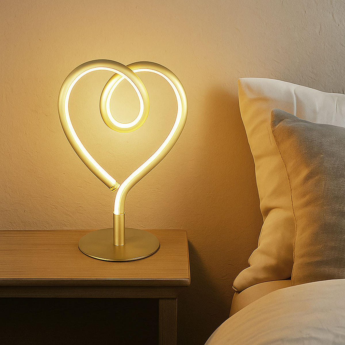 LED TISCHLEUCHTE Amore Gold - Goldfarben, Metall (16/10/23.5cm) - Globo Lighting