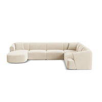 MODULARES-PANORAMASOFA rechts Campi aus Samt leichtes beige 7 Sitzplätze - Creme, Textil (255/70/330cm) - Cosmopolitan Design