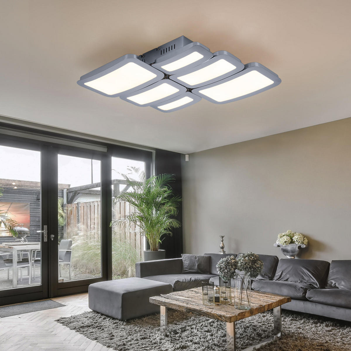 LED DECKENLEUCHTE Chrom Silber - Silberfarben, Metall (45.5/41/7.1cm) - Wofi