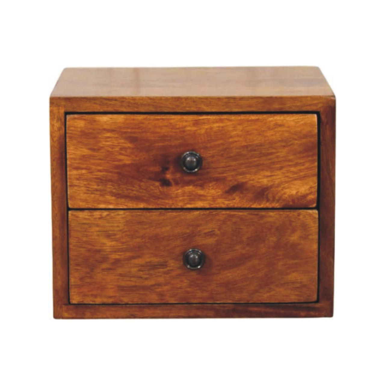 NACHTTISCH Solis, wandmontiert, Braun. - Messingfarben/Braun, Mangoholz/Holz (30/24/35cm) - Artisan Furniture
