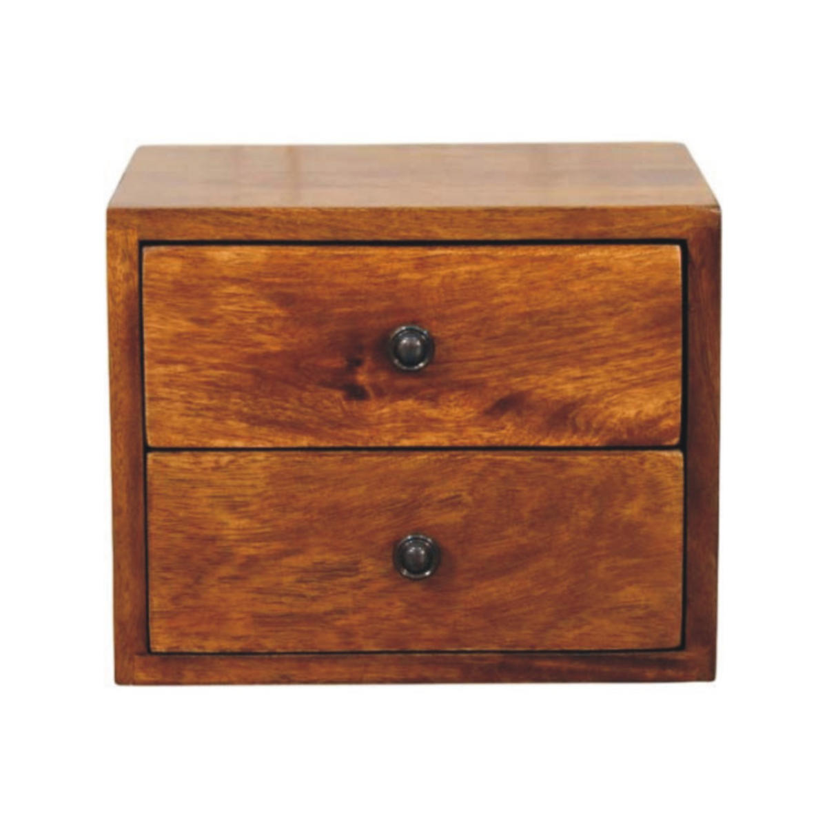 NACHTTISCH Solis, wandmontiert, Braun. - Messingfarben/Braun, Mangoholz/Holz (30/24/35cm) - Artisan Furniture