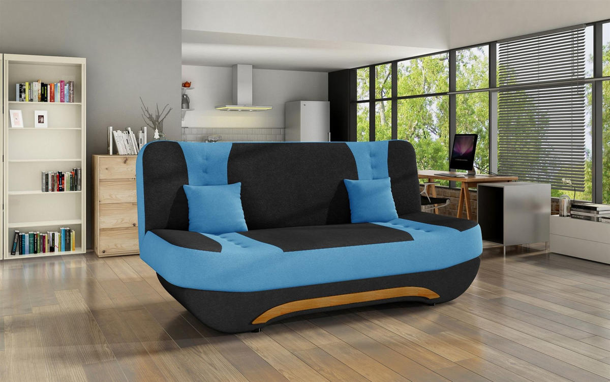 SCHLAFSOFA Kandy - Blau, Holzwerkstoff/Textil (189/88/90cm) - Fun Möbel