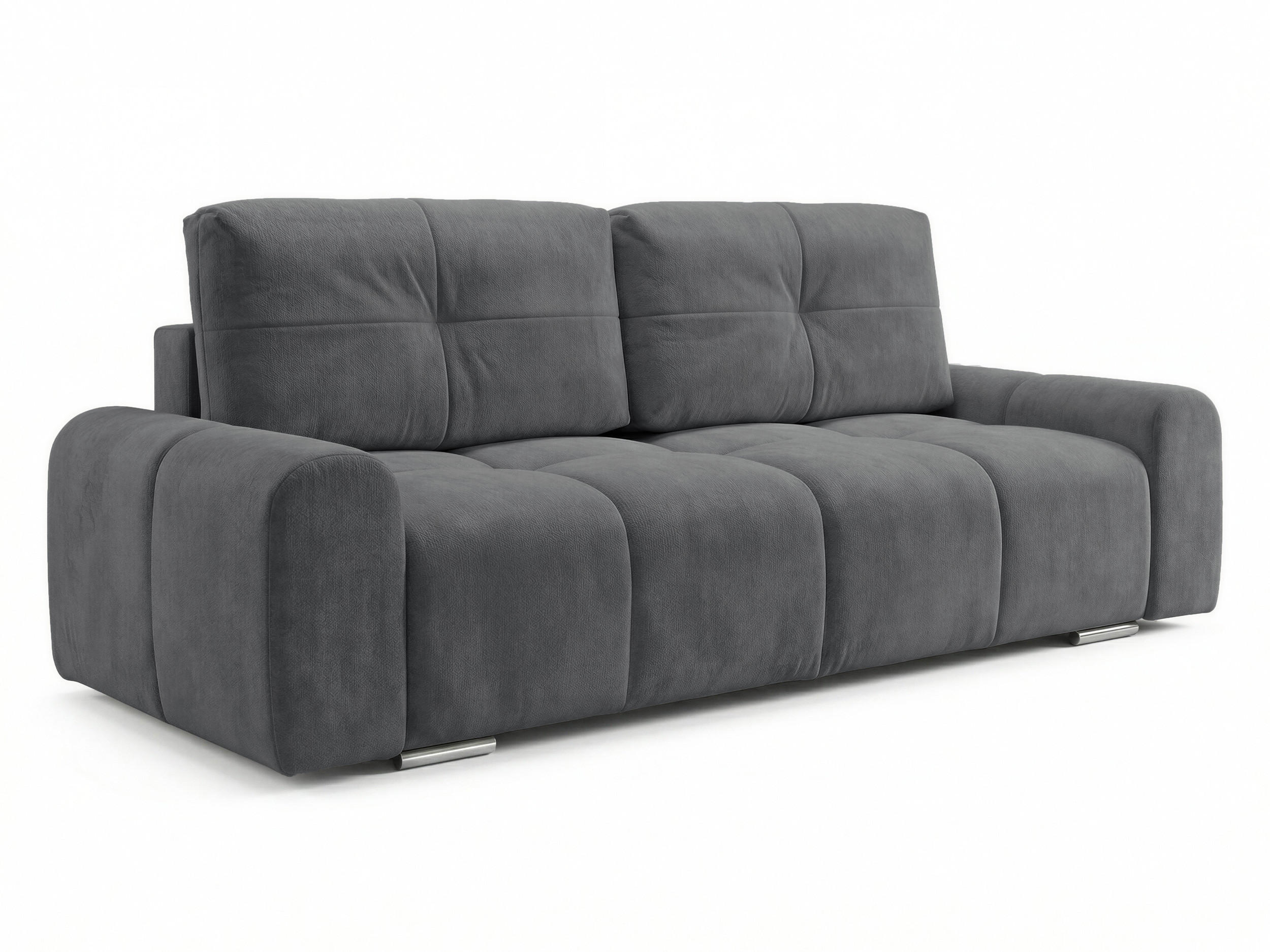 SCHLAFSOFA Fluffy - Dunkelgrau (Vibe 95) - Chromfarben/Dunkelgrau, Holz/Kunststoff (245/100/99cm) - Sofnet