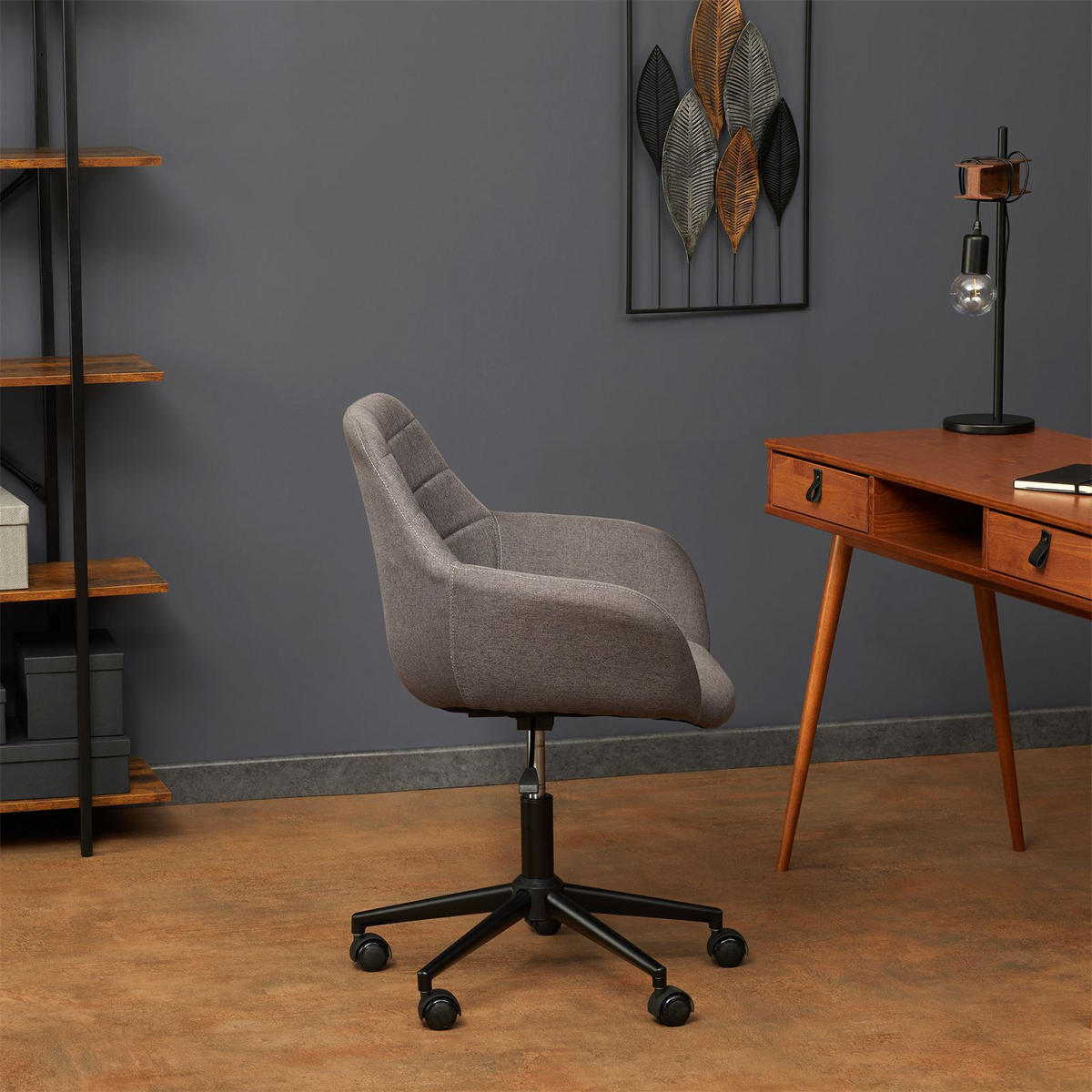 DREHSTUHL YANKEE - Dunkelgrau, Textil (65/92/60cm) - IDIMEX