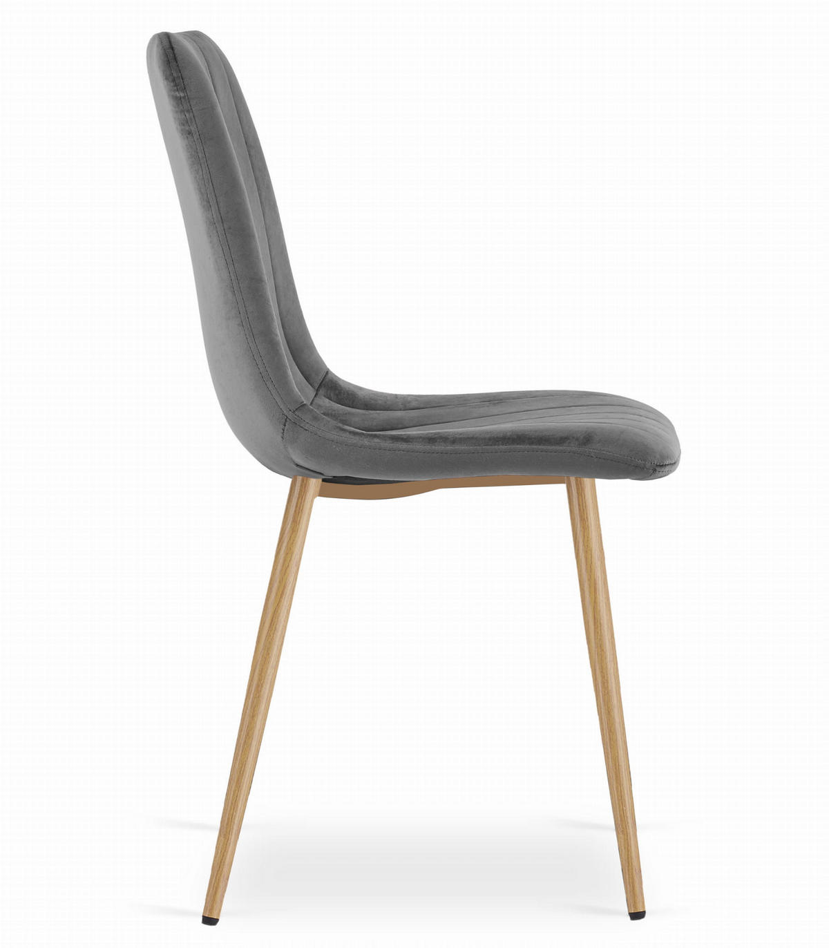 STUHL ORSARA 1 Stück, Grau, Metallbeine in Holzfarbe, mit Samtstoff gepolstert - Anthrazit, Textil/Metall (43/90/51cm) - Komodee