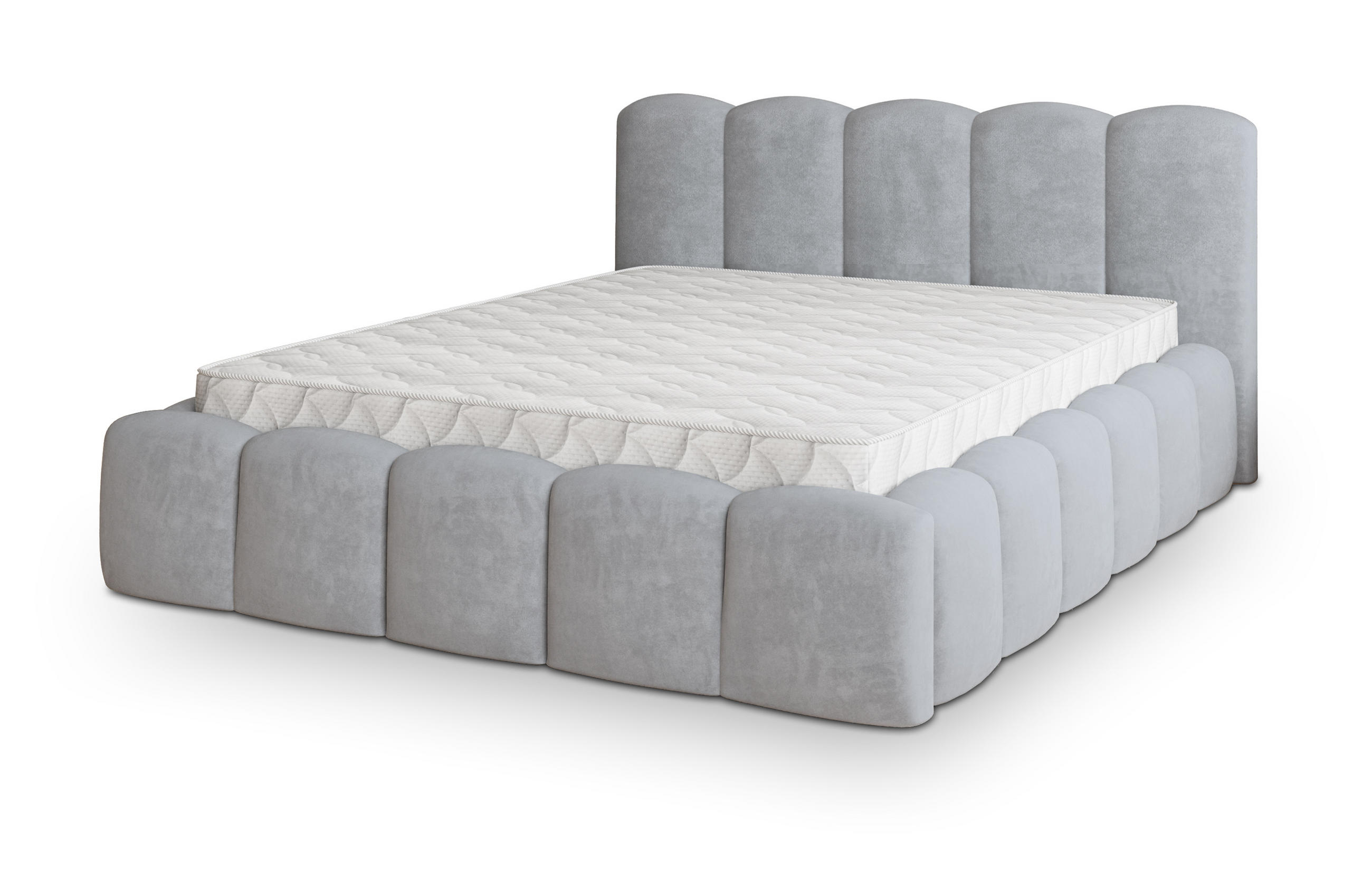 POLSTERBETT FALINA 160x200 cm mit Bettkästen - Hellgrau - Hellgrau, Holz (160/200cm) - MASSENO