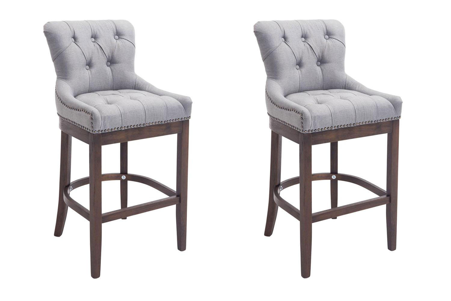 BARHOCKER 2er Set Stoff Hellgrau - Hellgrau, Holz/Textil (55/109/57cm) - CLP