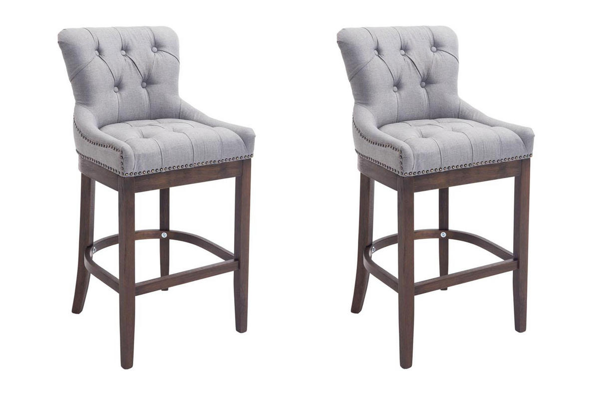 BARHOCKER 2er Set Stoff Hellgrau - Hellgrau, Holz/Textil (55/109/57cm) - CLP