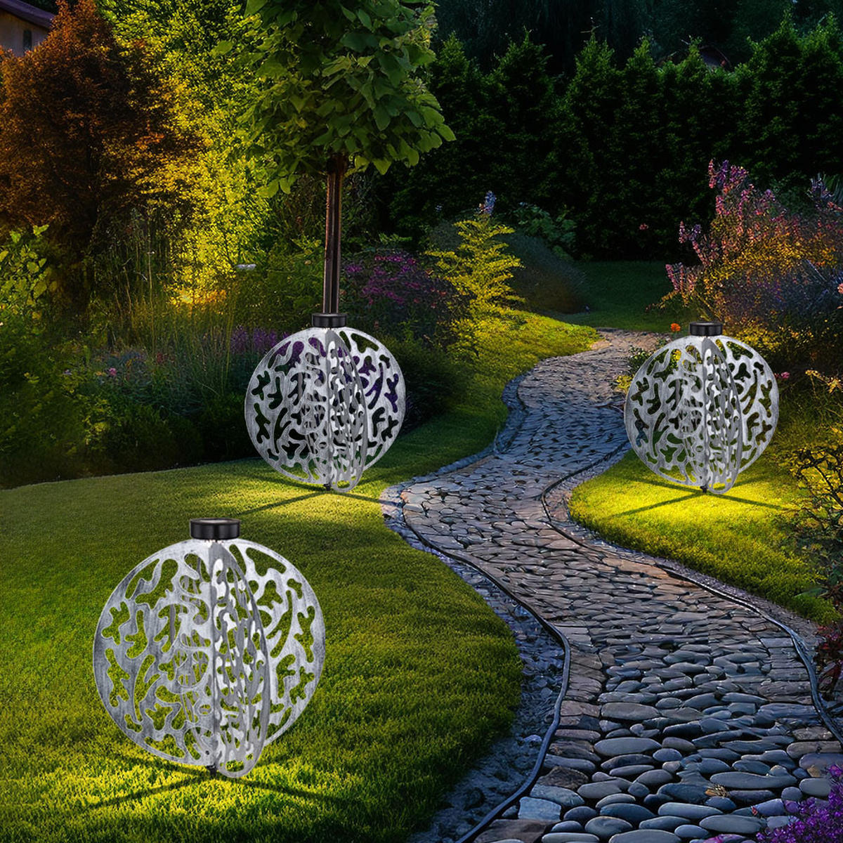 LED AUSSENLEUCHTE Metall Silber - Silberfarben, Metall (40/40/51cm) - Globo Lighting