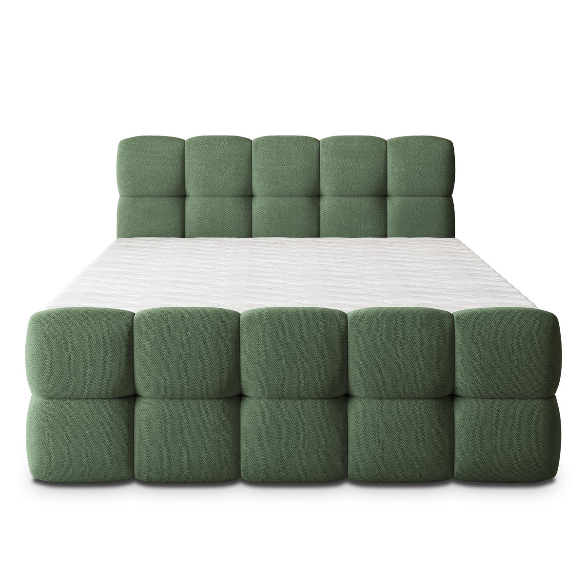 BOXBETT BRUME 180x200 cm mit Matratze und Topper, H2+H3 - Grün - Grün, Holz (180/200cm) - MASSENO