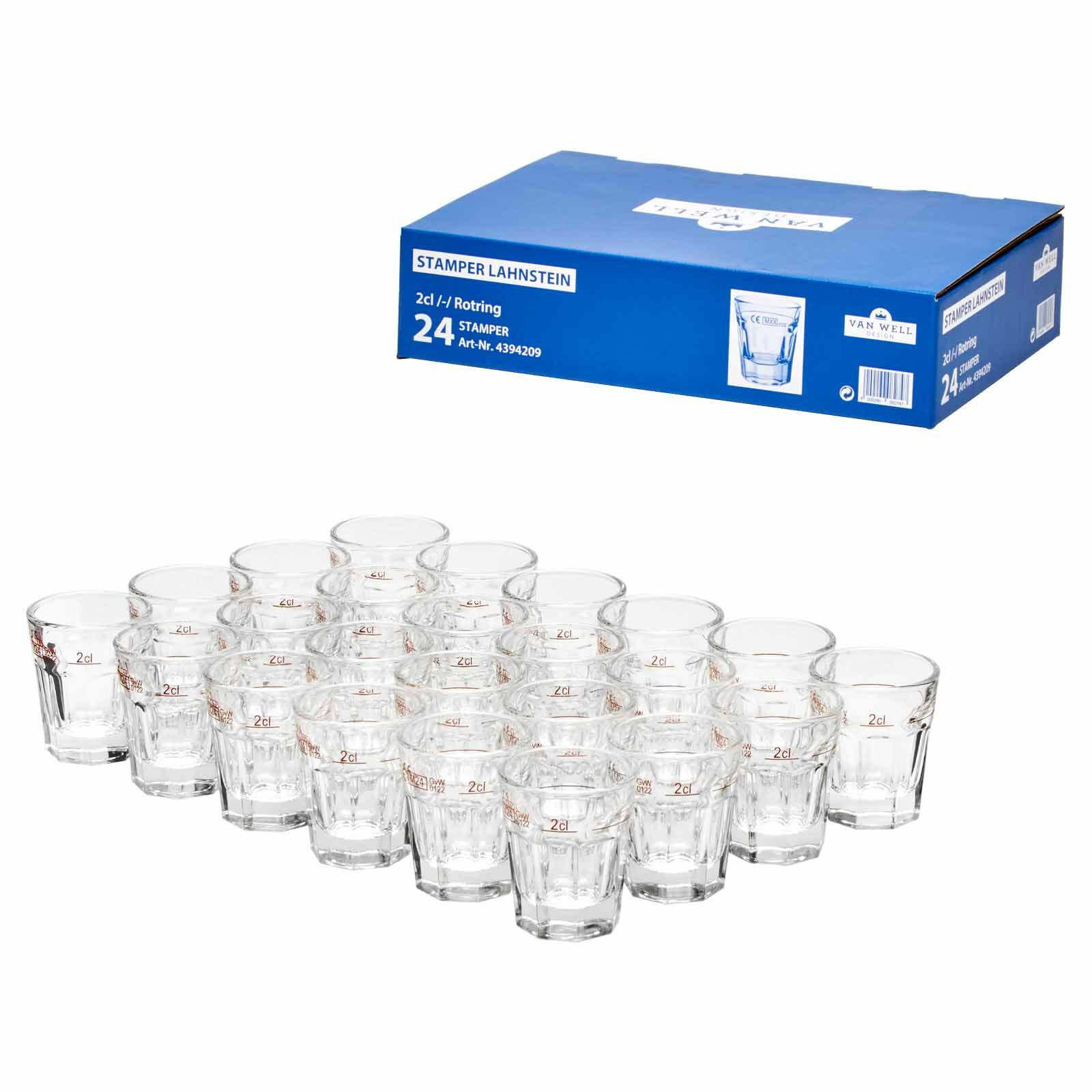 STAMPER MIT ROTRING-EICHUNG Lahnstein transparent 2 cl 24er Set - Transparent, Glas (0.02L) - Van Well