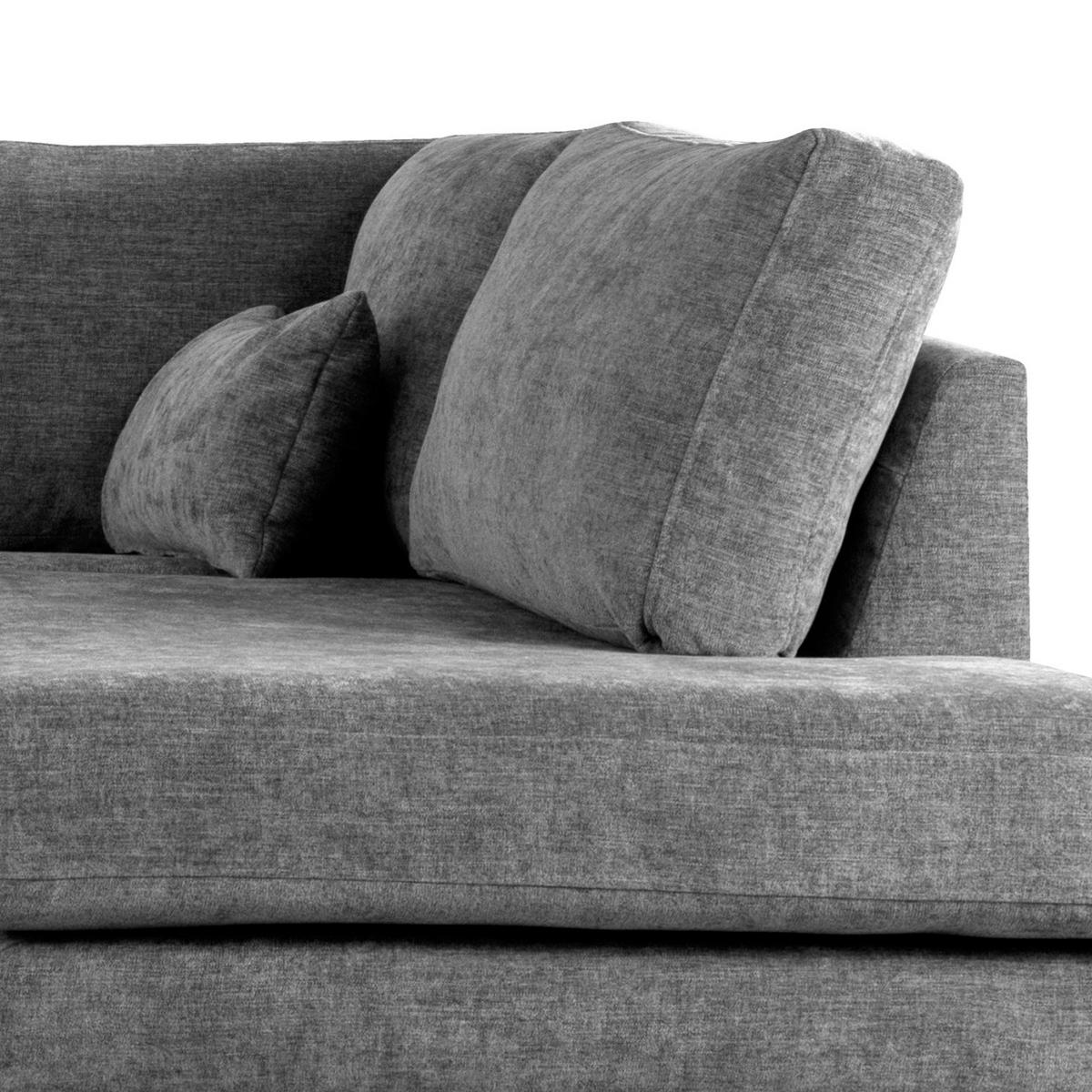 WOHNLANDSCHAFT mit Longchair - Eichefarben/Dunkelgrau, Eichenholz/Textil (371/81/219cm) - home24