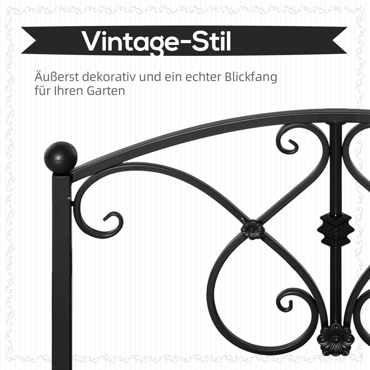 TEICHBRÜCKE Metall Schwarz - Schwarz, Metall (102/48/49cm) - Outsunny