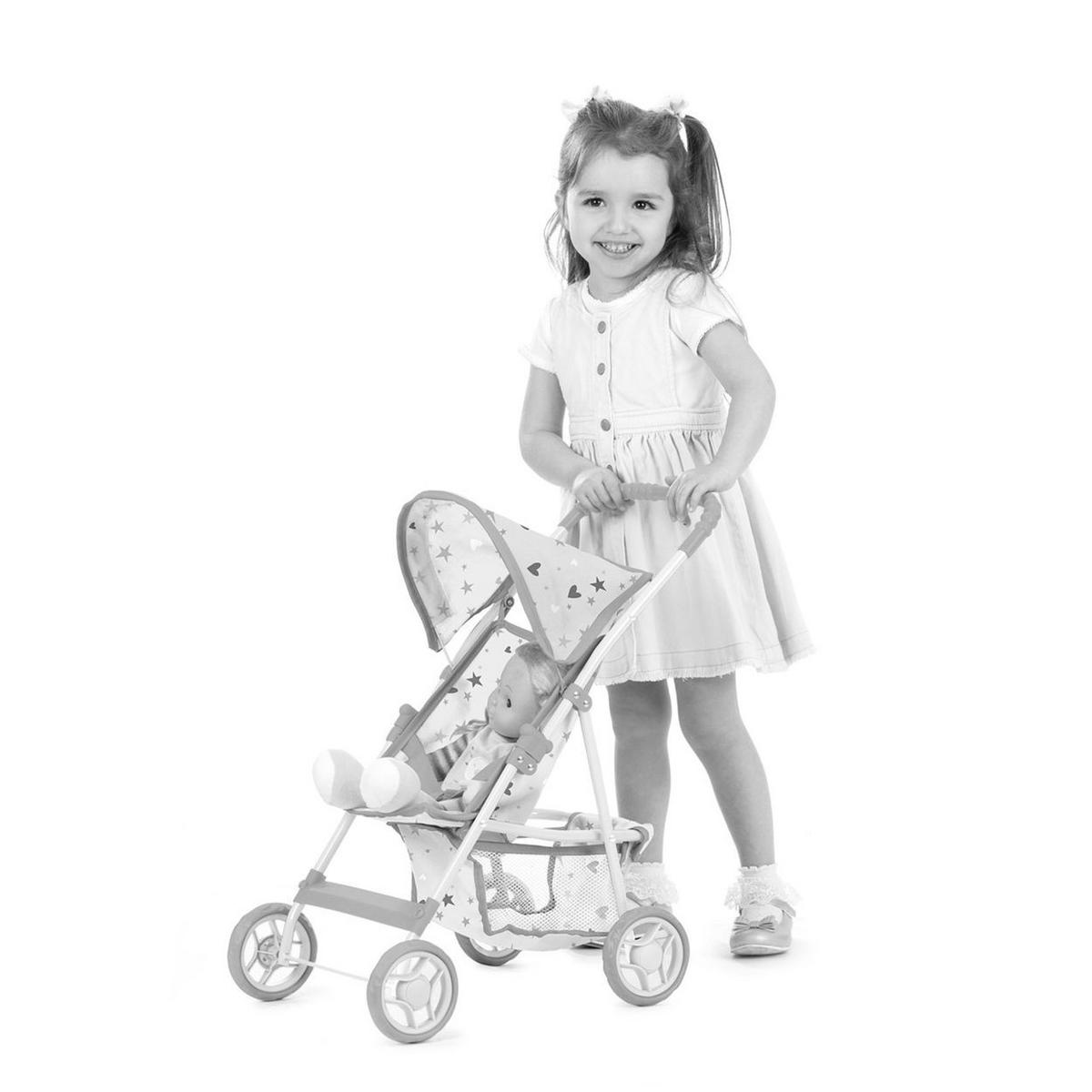 PUPPENWAGEN Alice pink Aufbewahrungskorb, Sonnendach verstellbar, klappbar, 100% Polyester - Rosa, Metall (33/56/52cm) - Chipolino