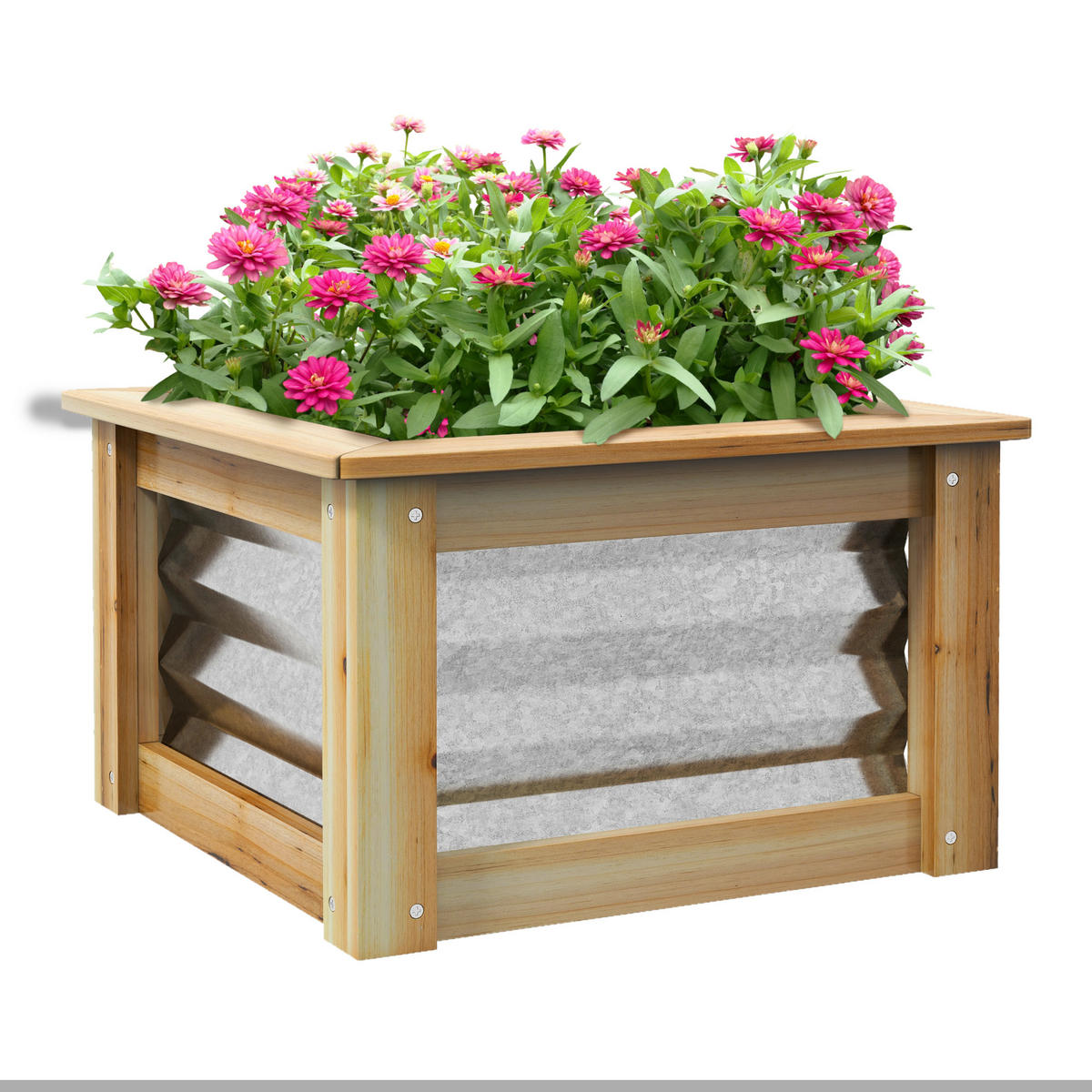 PFLANZENBEET, Kräuterbeet für Garten, Balkon, Natur, 45 x 45 x 30 cm - Naturfarben, Metall (45/30/45cm) - Outsunny