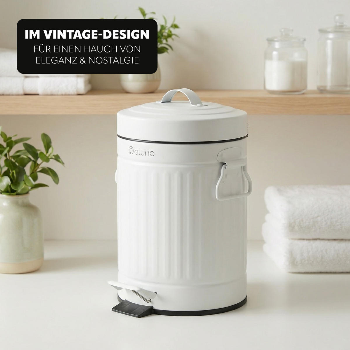 KOSMETIKEIMER 3 Liter, weiß, Metall - Weiß, Metall (17/27/20.5cm) - eluno