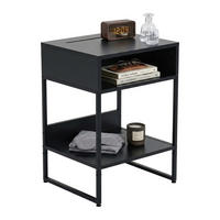 NACHTTISCH - Schwarz, Holzwerkstoff/Metall (40/40/30cm) - Relaxdays