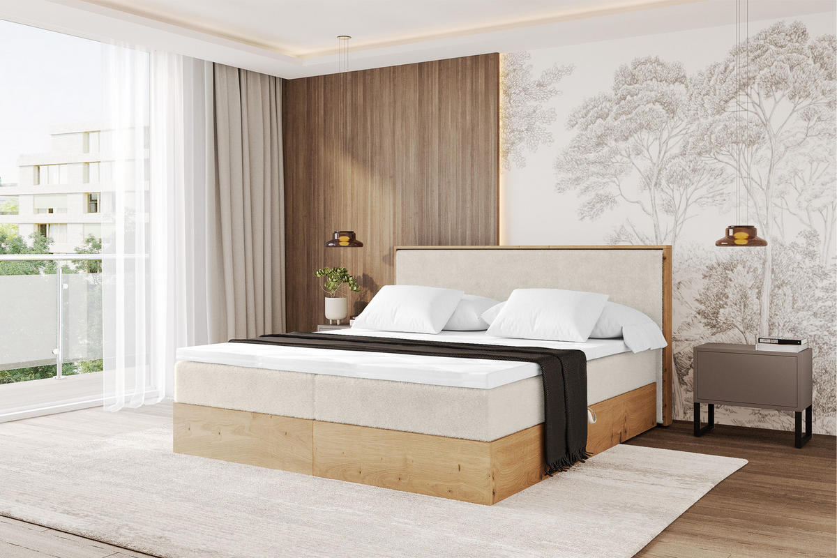 BOXBETT LOLLI9 - 200x200 - H3 Hellbeige - Sandfarben, Holzwerkstoff (200/200cm) - ALTDECOR
