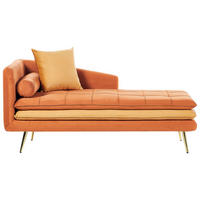 CHAISELONGUE Samtstoff orange linksseitig Gonesse - Goldfarben/Orange, Textil (164/72/77cm) - Beliani