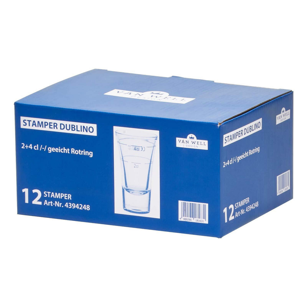 STAMPER GEEICHT MIT ROTRING Dublino transparent 2 cl + 4cl 12er Set - Transparent, Glas (0.06L) - Van Well