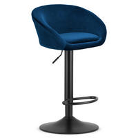 BARHOCKER EAST marineblauer Sitz, schwarze Basis - Schwarz/Dunkelblau, Textil (53/103/46cm) - Valora