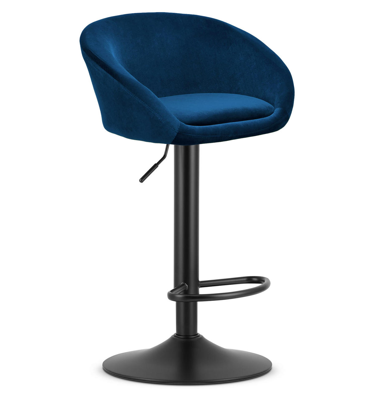 BARHOCKER 2-er Set EAST marineblauer Sitz, schwarze Basis - Schwarz/Dunkelblau, Textil (53/103/46cm) - Valora