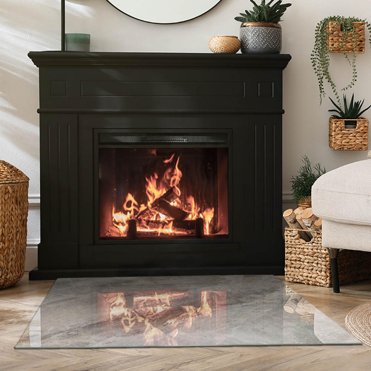 GLASPLATTE für Kamin 100x70 cm Grau - Grau, Glas (100/70/0.4cm) - ArtPrintCave