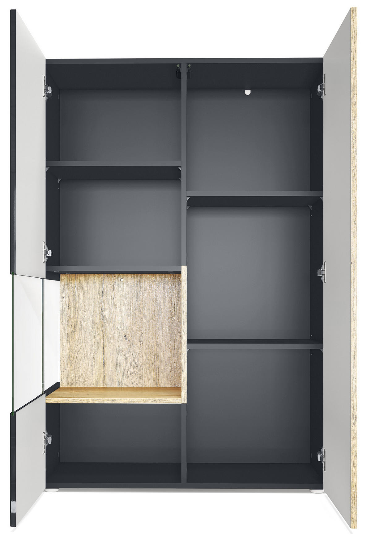 VITRINE Morena Einsatz in Weiß Hochglanz - Weiß Hochglanz, Holzwerkstoff (91.5/136.5/37cm) - Vladon