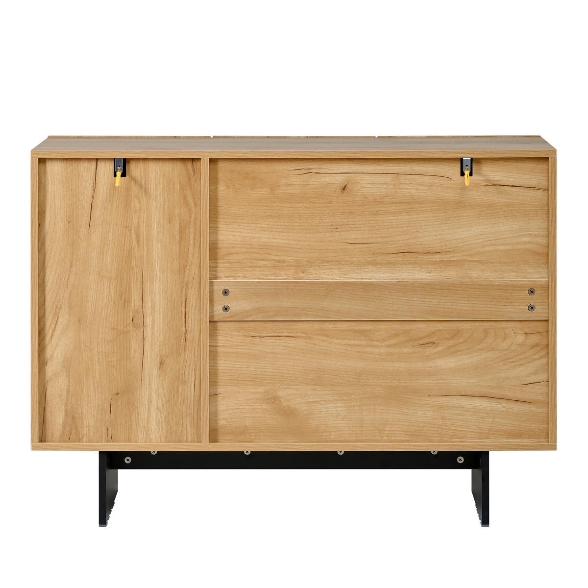 SIDEBOARD Natur Holzoptik Schwarz 3 Türen Verstellbare Böden - Multicolor, Holzwerkstoff (105/76/33.5cm) - FLIEKS