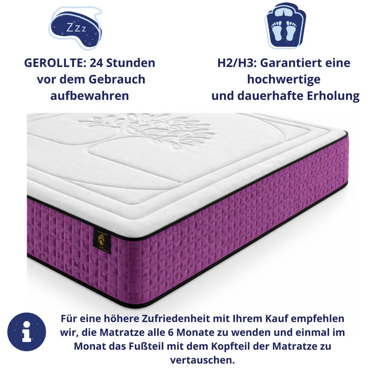 KALTSCHAUMMATRATZE Life Tree H3/H4 90x190 - Weiß, Textil (90/190cm) - Dagostino Home