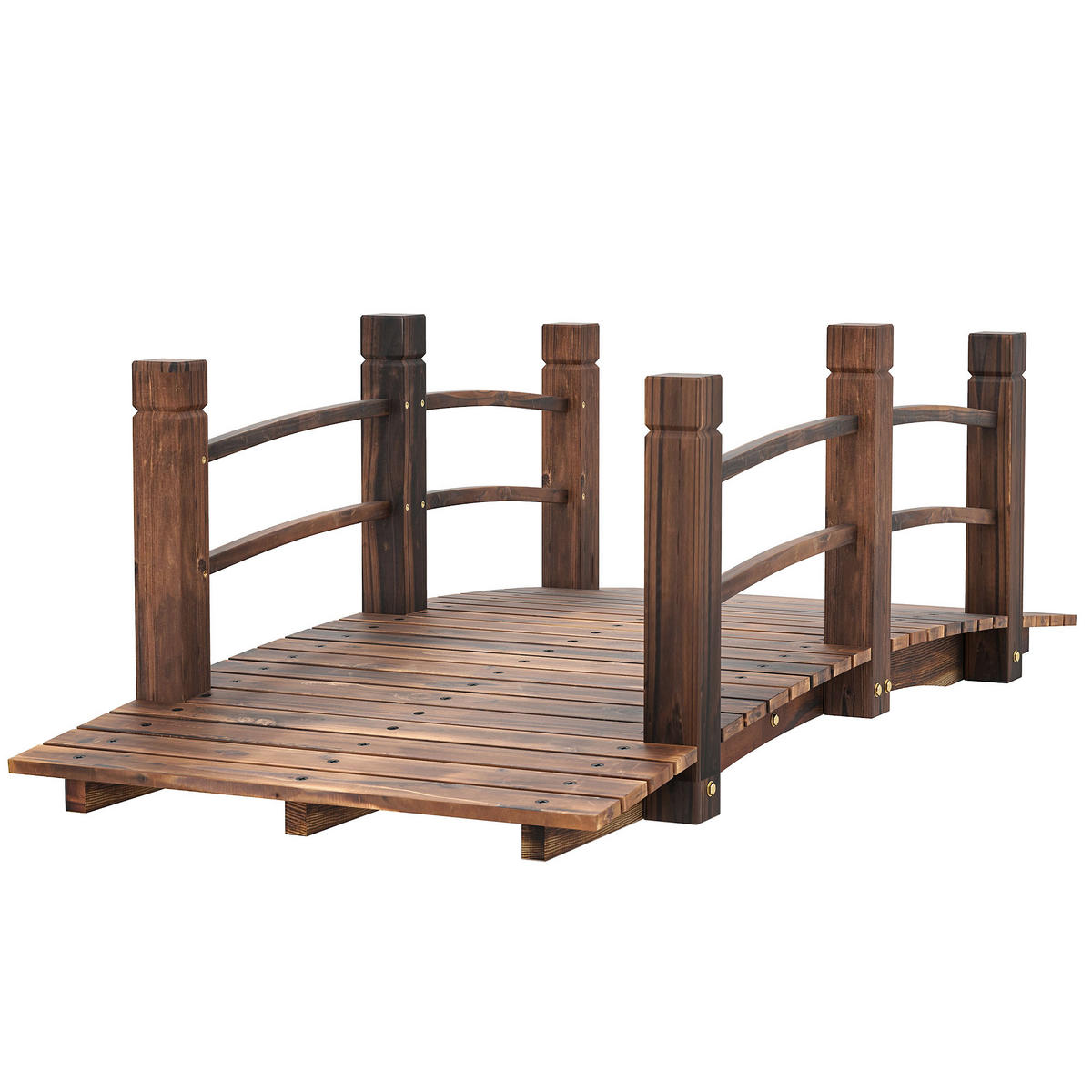 GARTENBRÜCKE DE-18858 152,5 cm, karbonisiertes Tannenholz - Braun, Holzwerkstoff (152.5/67/48cm) - ComfortXL